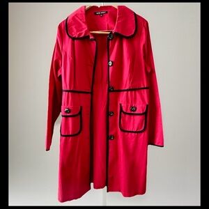 Nine West Red Trench Coat with Black Accents